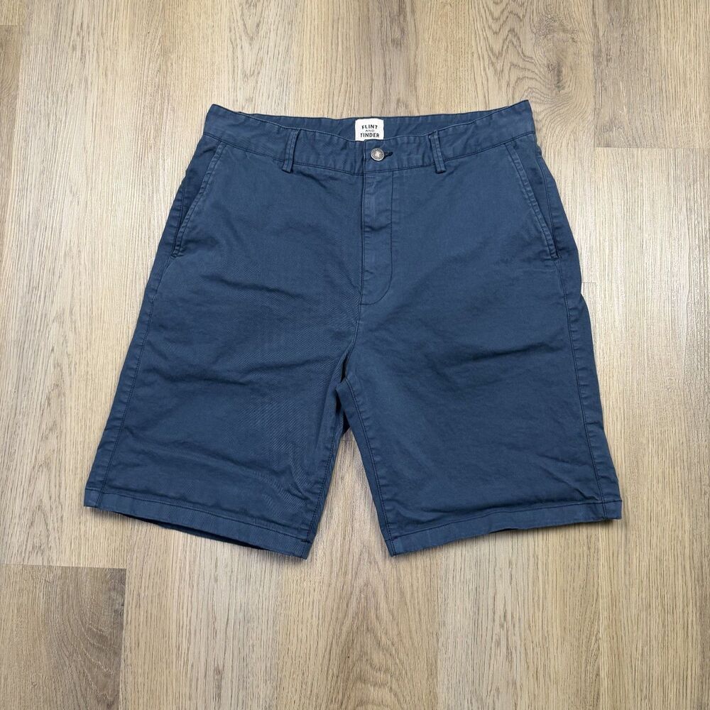 Flint and Tinder Shorts Mens 32 Blue Stretch Zip Pocket Casual